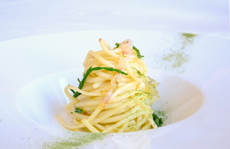 Linguine tiepide con mazzancolle, lime e salicornia Executive Chef GIancarlo Bellino