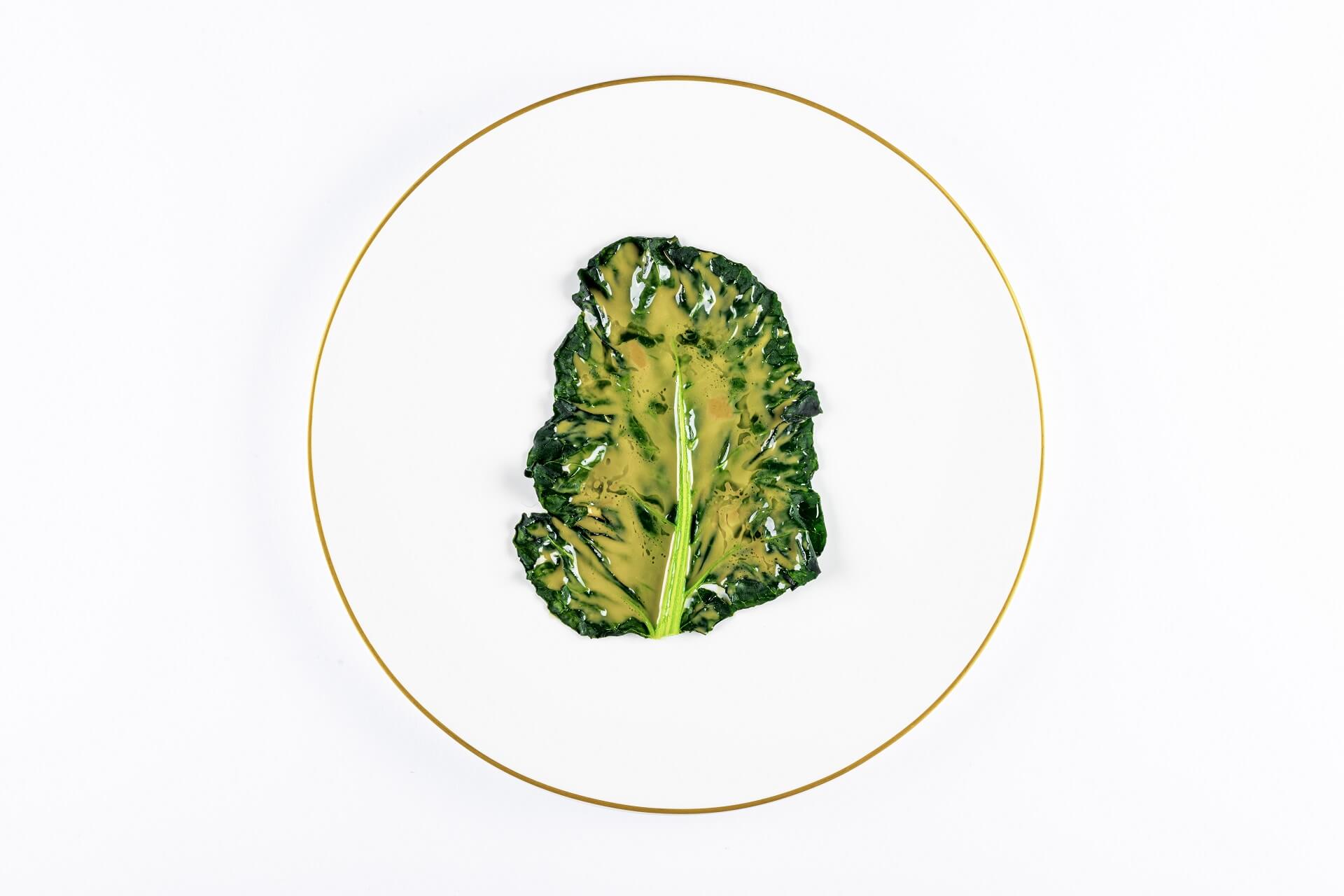 Foglia di broccolo e anice Menù Degustazione Vegetale Ristorante Reale